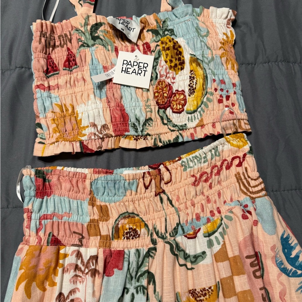 Paper Heart Colorful Smocked Two-Piece Set